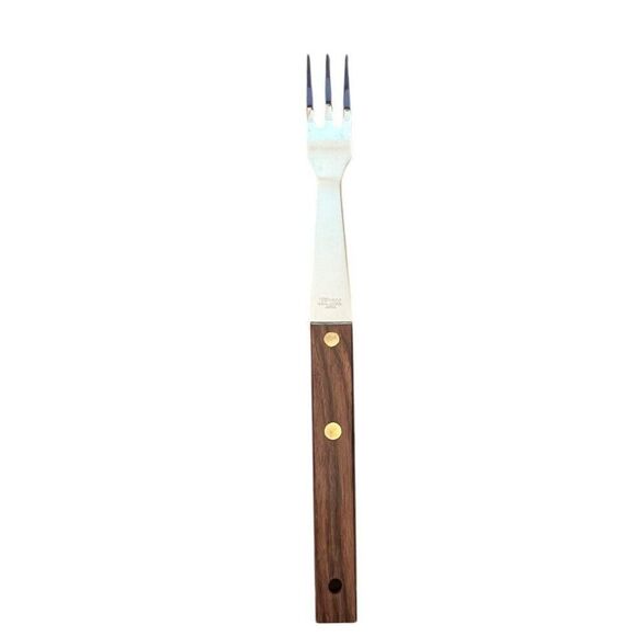 Vernco MCM Stainless Wood Handle Meat Carving Knife and Fork Set Boxed Vtg Japan - Picture 5 of 8